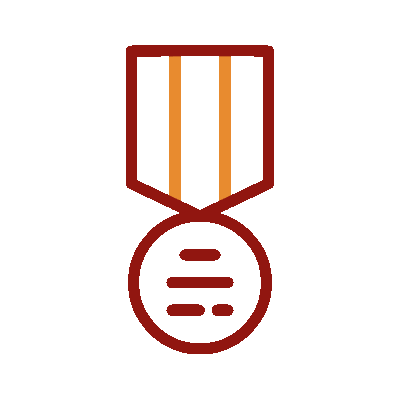 Wired outline 1884 military medal hover pinch